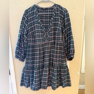 Madewell button placket tiered mini dress (Colette)